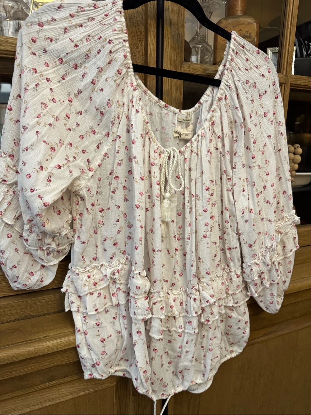 Ralph Lauren White Blouse with Pink Floral Print